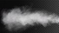 Vector isolated smoke PNG. White smoke texture on a transparent black background. Special effect of steam, smoke, fog Royalty Free Stock Photo