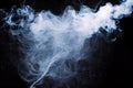 White smoke stream blowing on black