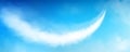 White smoke trail airplane or rocket in blue sky. Royalty Free Stock Photo