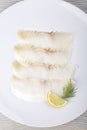 White smoked fish slices Royalty Free Stock Photo