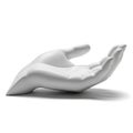 White open cupped hand sculpture on a white background image photo Royalty Free Stock Photo