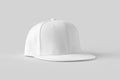 White snapback cap mockup on a grey background