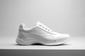 White sneaker isolated on light background, sport shoe fashion, sneakers, trainers, sport lifestyle, running concept, product