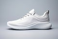 White sneaker isolated on light background, sport shoe fashion, sneakers, trainers, sport lifestyle, running concept, product