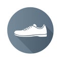 White sneaker shoe icon in gray circle flat design Royalty Free Stock Photo