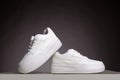 White sneakers. fashion shoes still life. gumshoes