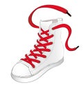 White Sneakers with Red Shoelaces