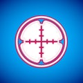 White Sniper optical sight icon isolated on blue background. Sniper scope crosshairs. Vector Royalty Free Stock Photo