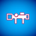 White Sniper optical sight icon isolated on blue background. Sniper scope crosshairs. Vector Royalty Free Stock Photo