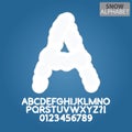 White Snow Alphabet and Numbers Vector Royalty Free Stock Photo
