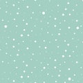 White snow falling blue background seamless pattern vector.