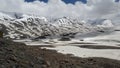 White snow melt mountain range on the road in northern of India Royalty Free Stock Photo