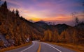 White Snow road trees drive, Road to wintry sunset Royalty Free Stock Photo