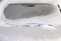 White snow texture with frozen car windshield, winter hood background Royalty Free Stock Photo