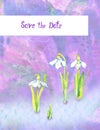 White snowdrops flowers on colorful abstract splashes background in blue, pink color palette, save the date inscription isolated Royalty Free Stock Photo