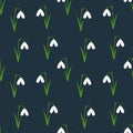 White snowdrops flowers seamless pattern