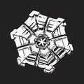 White snowflake on black background