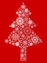 White snowflake Christmas tree on red background Royalty Free Stock Photo