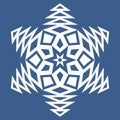 White snowflake on dark background, symmetrical snow mandala crystal for design