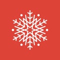 White snowflake icon, sign placed on red background Royalty Free Stock Photo