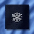 White snowflake pattern is centered on a textured navy blue backgroun Royalty Free Stock Photo