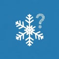 White snowflake and a question mark composed of smaller snowflakes on a blue Royalty Free Stock Photo
