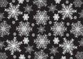 White snowflakes, black background