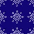 White snowflakes on a blue background. Square. Preparation for winter holidays. Merry Christmas and happy New year. Background. Royalty Free Stock Photo