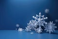 White snowflakes on blue winter banner background Royalty Free Stock Photo