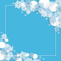 Blue Christmas winter background with snowflakes frame Royalty Free Stock Photo