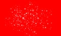 White snowflakes of different sizes and different transparency are randomly scattered on a red background. Winter vector Royalty Free Stock Photo