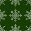 White snowflakes on a green background. Square. Preparation for winter holidays. Merry Christmas and happy New year. Background. Royalty Free Stock Photo