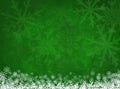 White Snowflakes On Green Christmas Background