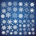 White snowflakes icon on gradient background blue and white colo Royalty Free Stock Photo