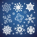 White snowflakes icon on gradient background blue and white Royalty Free Stock Photo