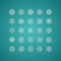 White snowflakes icon on gradient background green and white col