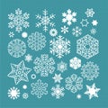 White snowflakes icon on green background