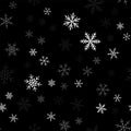 White snowflakes pattern on black Christmas.