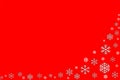 White snowflakes with red background with free copy space