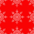 White snowflakes on a red background. Square. Preparation for winter holidays. Merry Christmas and happy New year. Background. Royalty Free Stock Photo