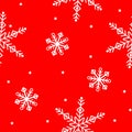 White snowflakes on a red background.Vector seamless christmas background.