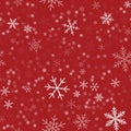 White snowflakes seamless pattern on red. Royalty Free Stock Photo