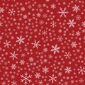 White snowflakes seamless pattern on red. Royalty Free Stock Photo