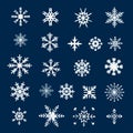 Simple Snowflake Vector Icon Set On Blue Background Royalty Free Stock Photo