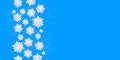 White snowflakes with shadow on blue background. Paper cut. Vector winter illustration for decorating for the new year and Christ Royalty Free Stock Photo