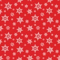 White snowflakes snow on red background winter christmas pattern Royalty Free Stock Photo