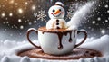 white snowman in hot chocolate