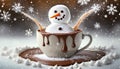 white snowman in hot chocolate