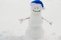 White snowman on the nature of the coma of snow. Royalty Free Stock Photo