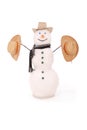White snowman with scarf and three hat. Royalty Free Stock Photo